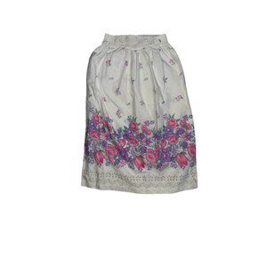 Vintage Skirt Pink Purple Floral  Konnie O USA Size 8 USA Cottage Fairy 1980s